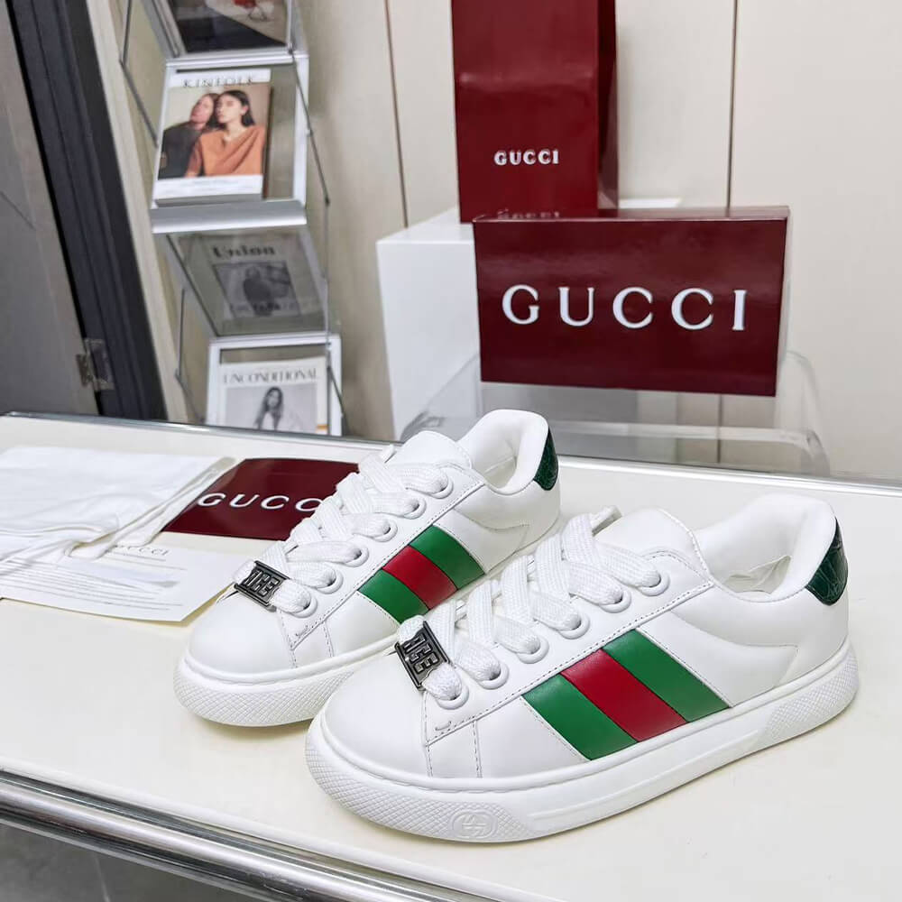 Gucci Ace Web Stripe leather sneakers