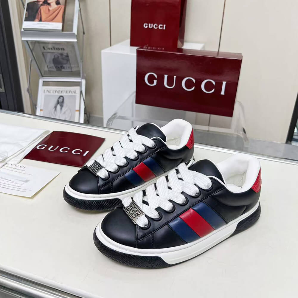 Gucci Ace Web Stripe leather sneakers