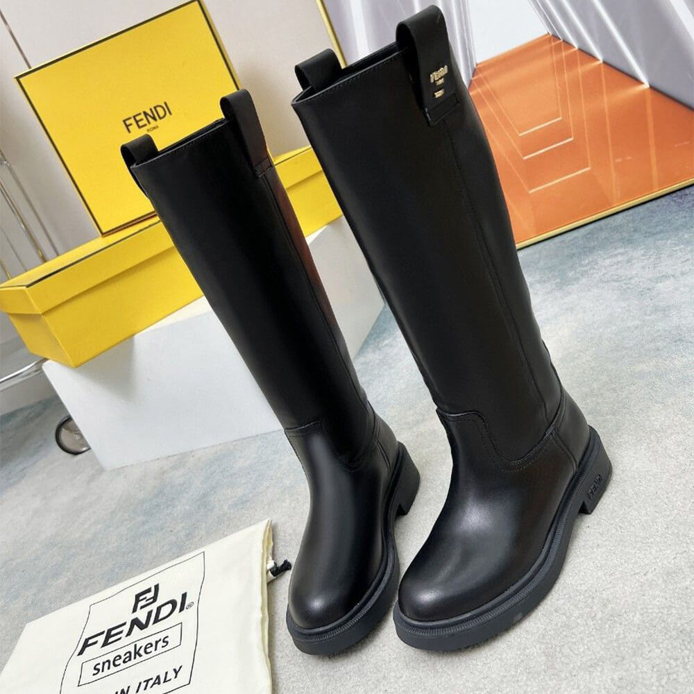 Fendi Filo Black Leather Boots