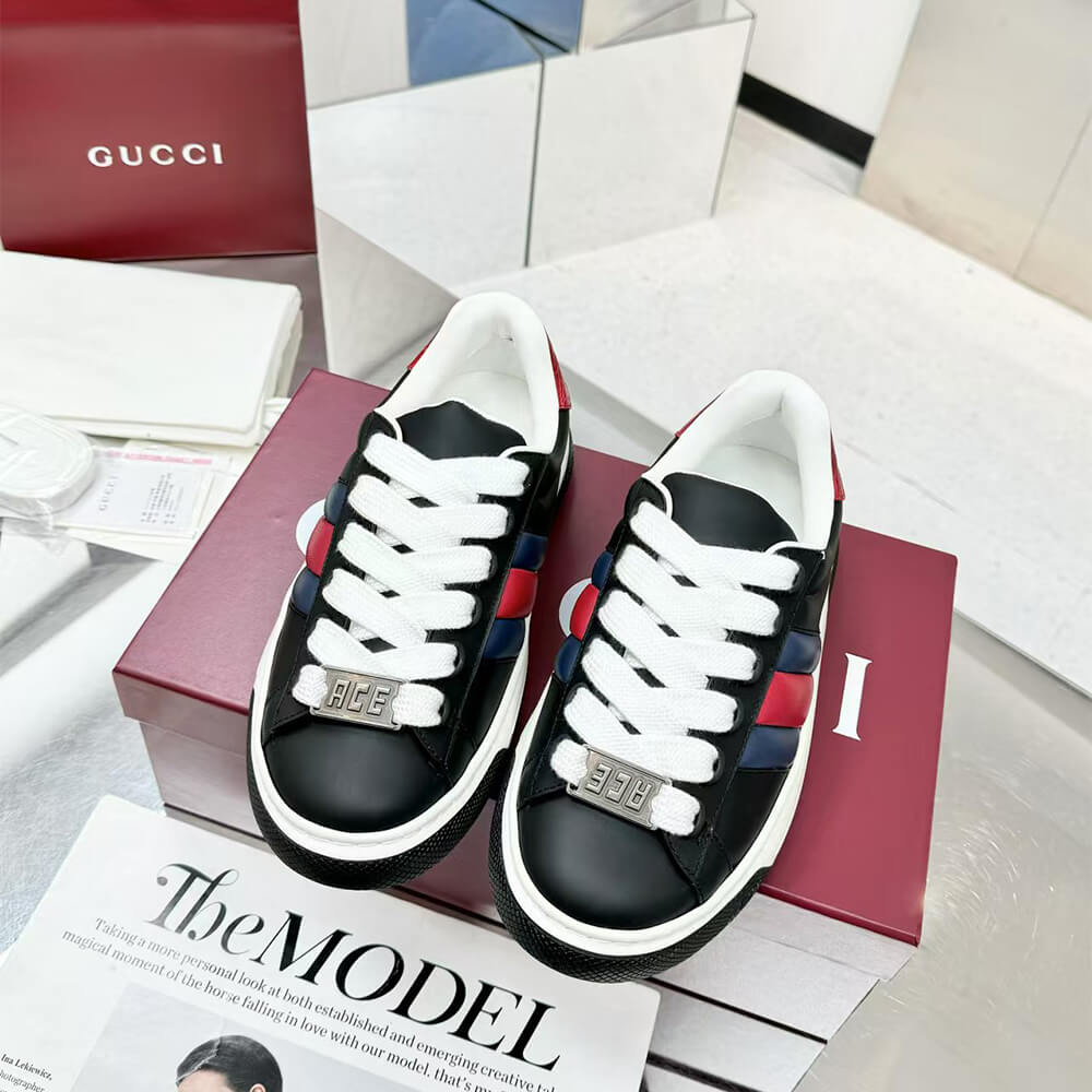 Gucci Ace Web Stripe leather sneakers