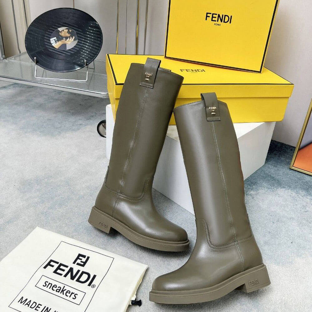 Fendi Filo Green Leather Boots