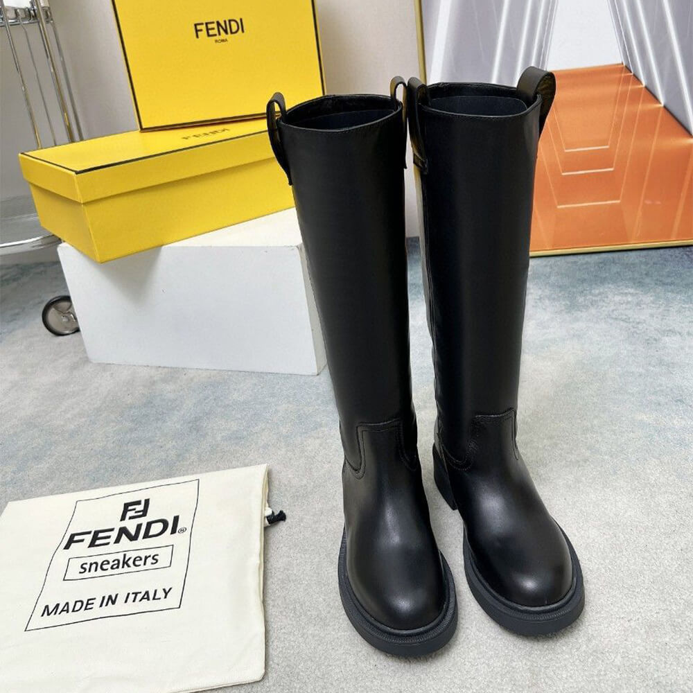 Fendi Filo Black Leather Boots