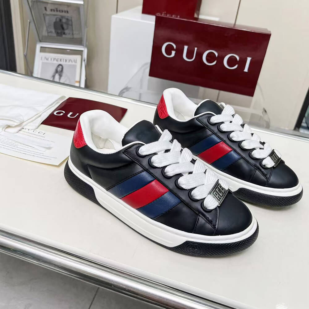 Gucci Ace Web Stripe leather sneakers