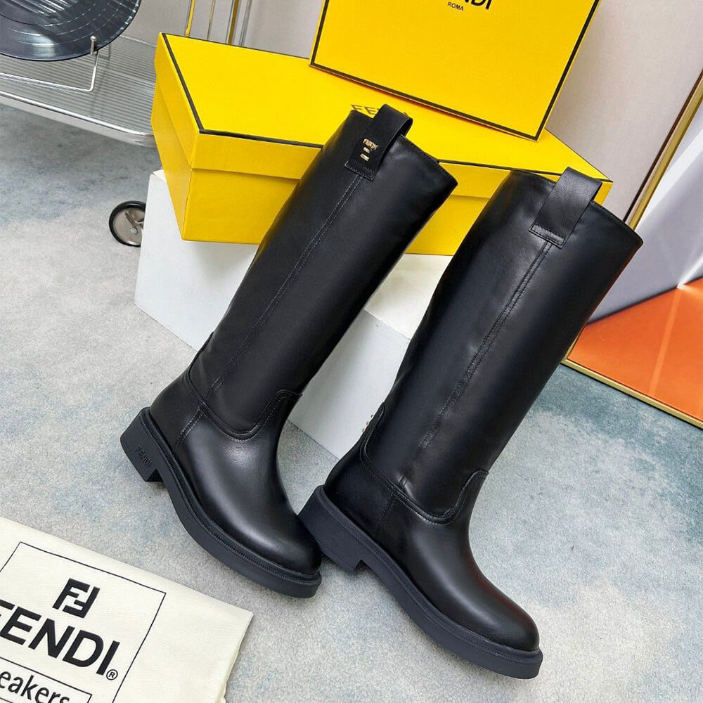 Fendi Filo Black Leather Boots