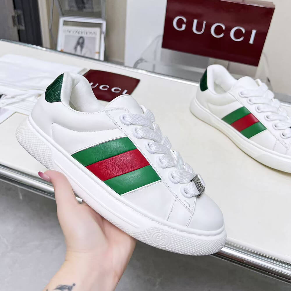 Gucci Ace Web Stripe leather sneakers