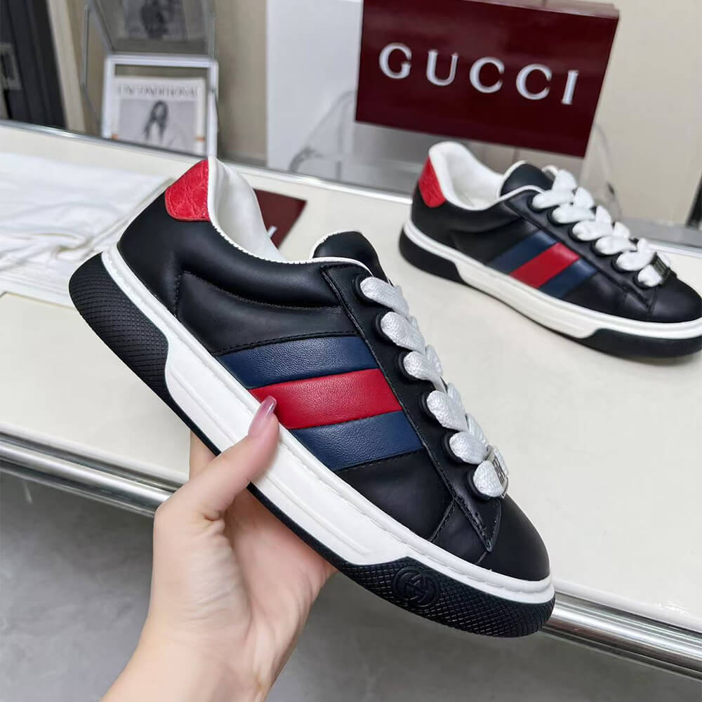 Gucci Ace Web Stripe leather sneakers