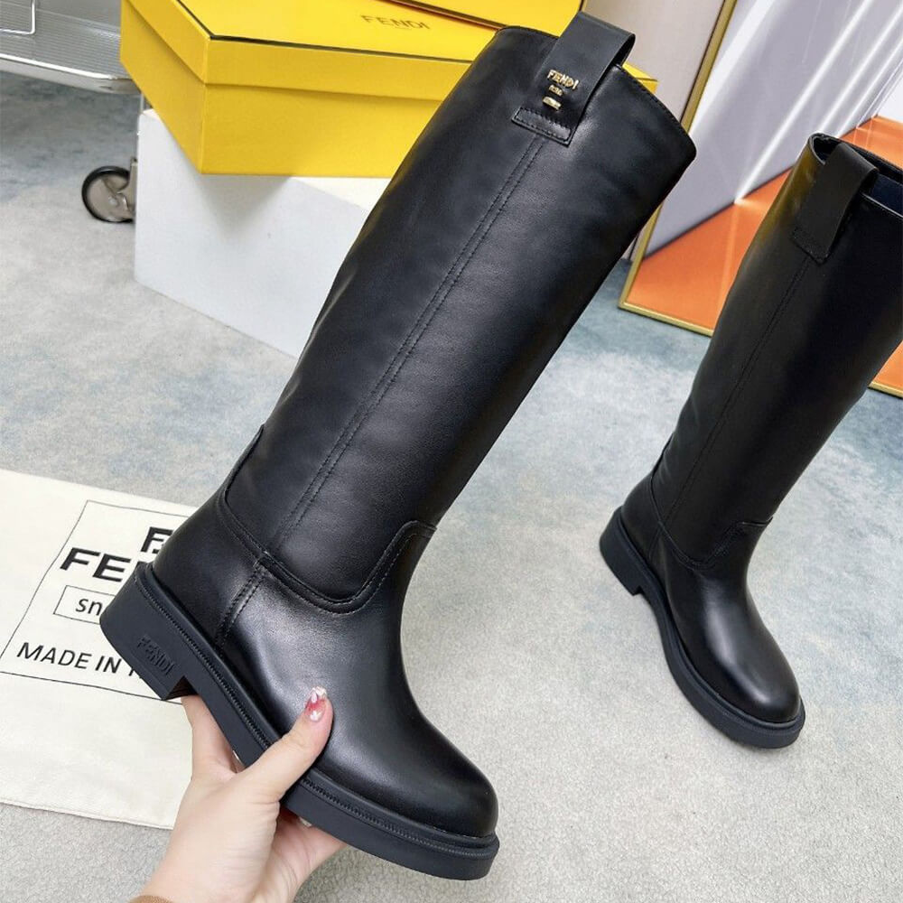 Fendi Filo Black Leather Boots