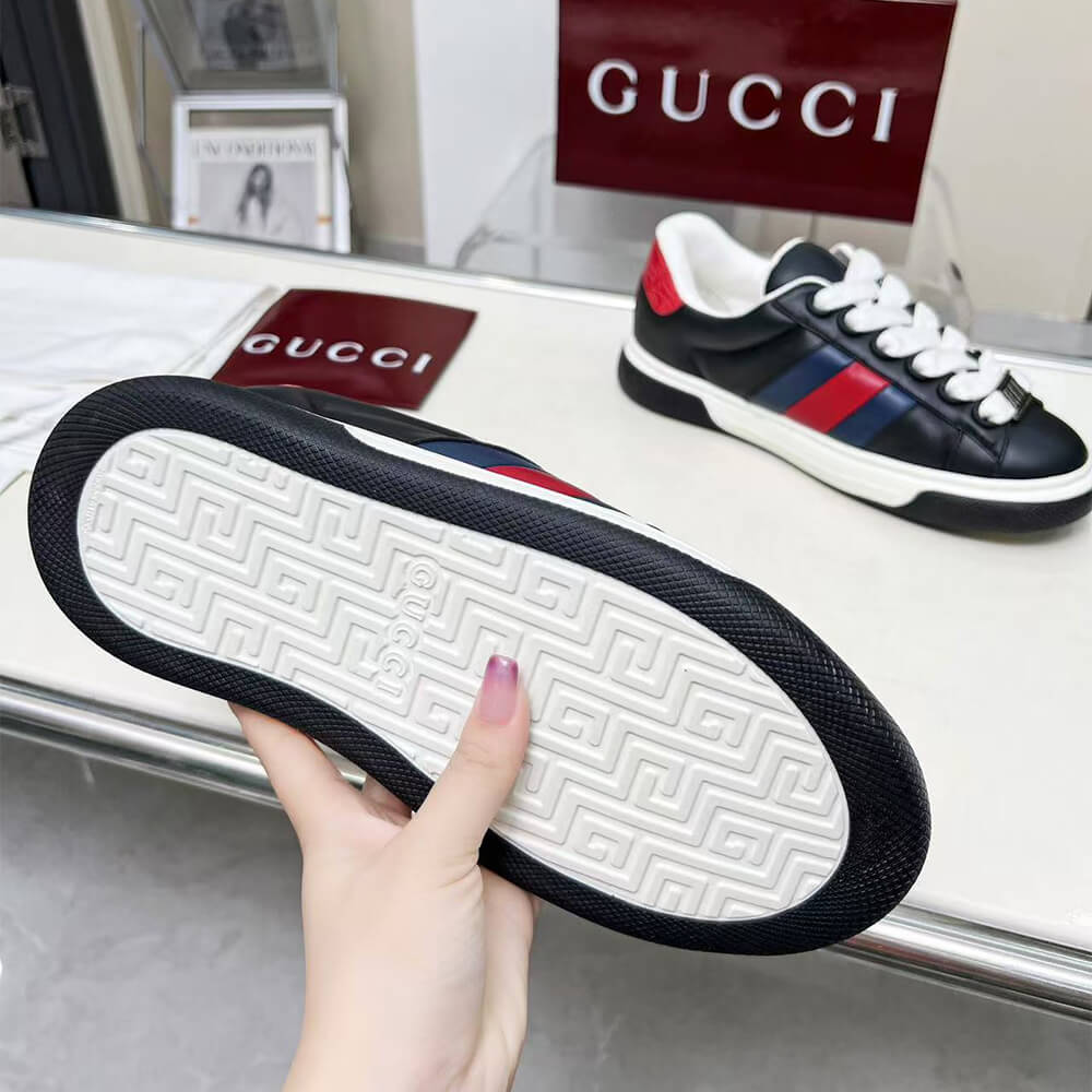 Gucci Ace Web Stripe leather sneakers