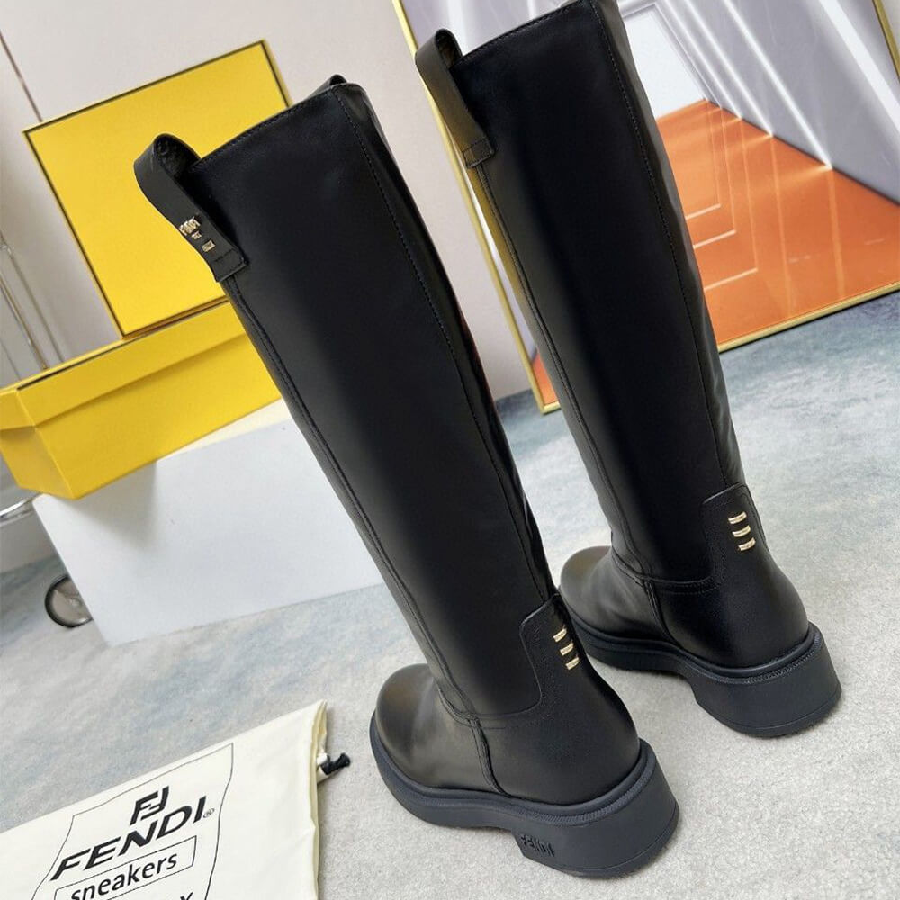 Fendi Filo Black Leather Boots