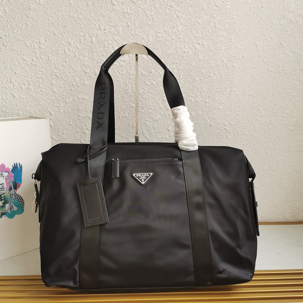 Re-Nylon and Saffiano leather duffel bag