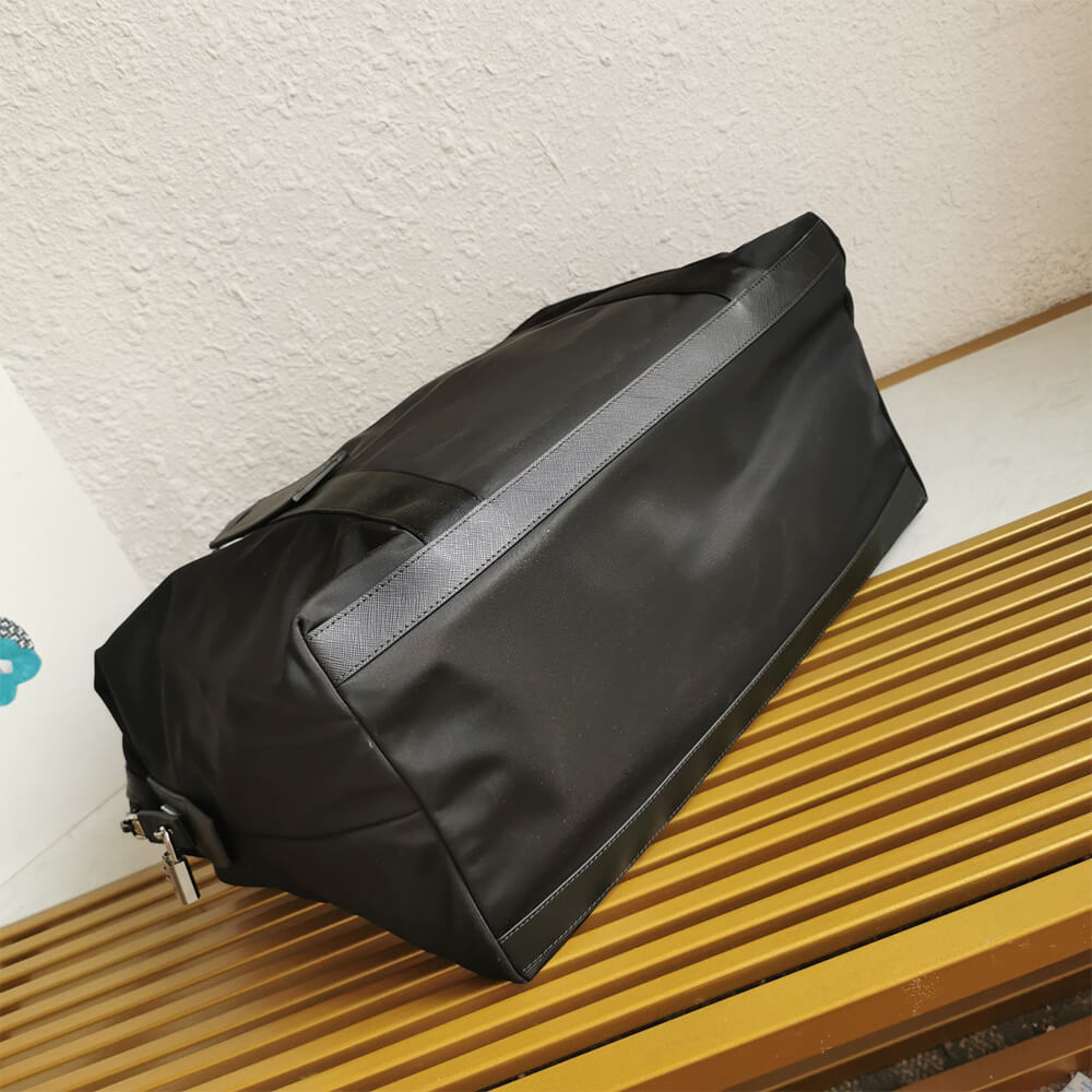 Re-Nylon and Saffiano leather duffel bag