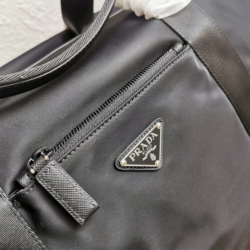 Re-Nylon and Saffiano leather duffel bag